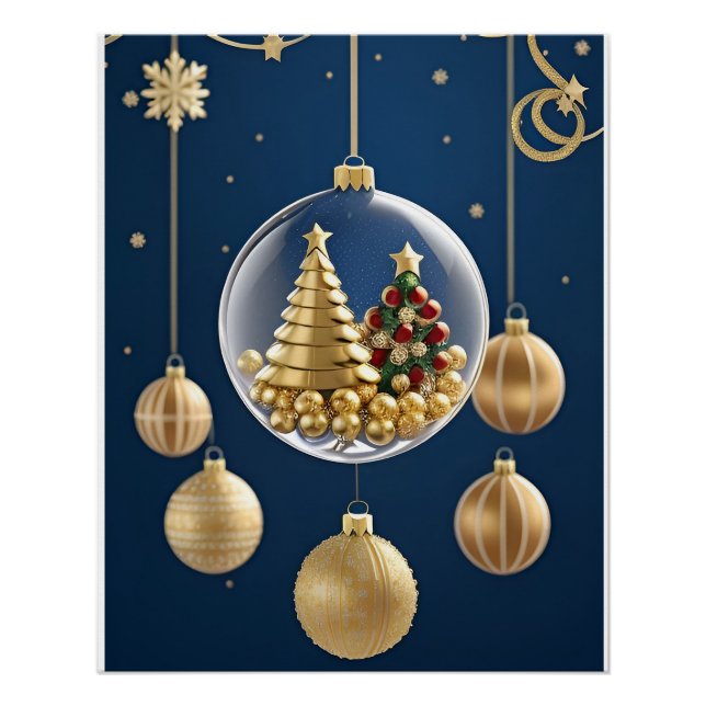 Póster Enfeites de Natal Elegantes (Frente)