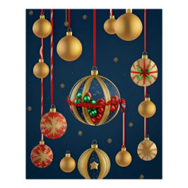 Póster Enfeites de Natal Elegantes