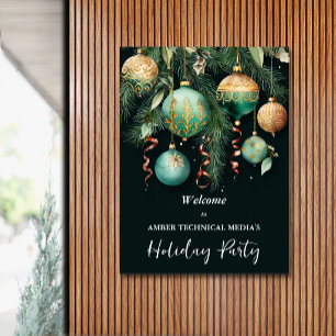 Poster Enfeites de Natal em Dourado Árvore de Natal Festa