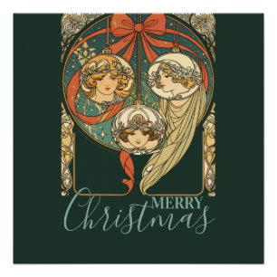 Póster Enfeites de Natal Fé Esperança e Caridade Vetor
