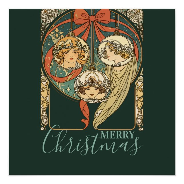 Póster Enfeites de Natal Fé Esperança e Caridade Vetor (Frente)