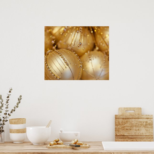 Póster Enfeites de natal, Ornamentos Dourados, Literatura (Cozinha)