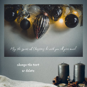 Poster Enfeites de natal Retro Cinza Preta