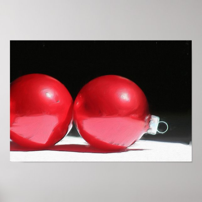 Póster Enfeites de natal vermelho (Frente)