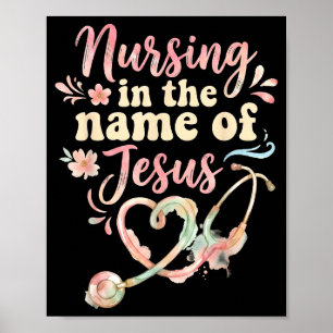 Poster Enfermagem em nome de enfermeira cristã Jesus Nurs