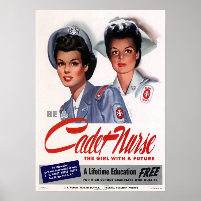 Póster Enfermagem por Vintage (Frente)