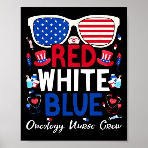 Poster Enfermeira 4 de Julho Vermelho Branco Azul Oncolog