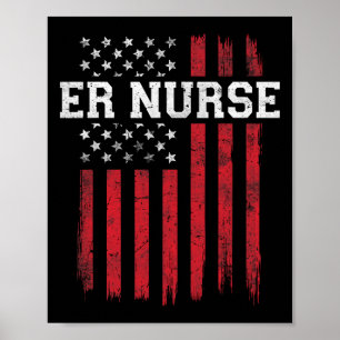 Poster Enfermeira Americana Flag Usa Patriot Nursi
