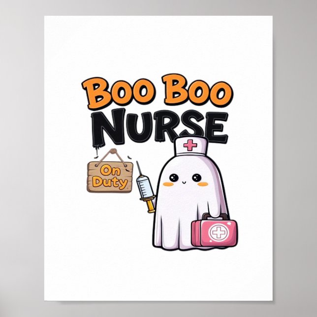 Poster Enfermeira Boo em T-Shirt Clássica de Serviço (Frente)