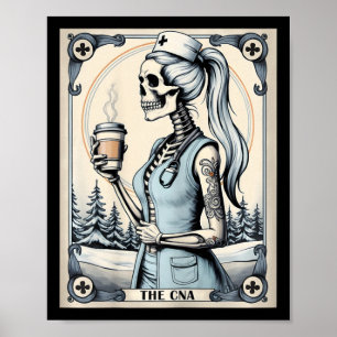 Poster Enfermeira certificada Istant Tarot Card Skeleton