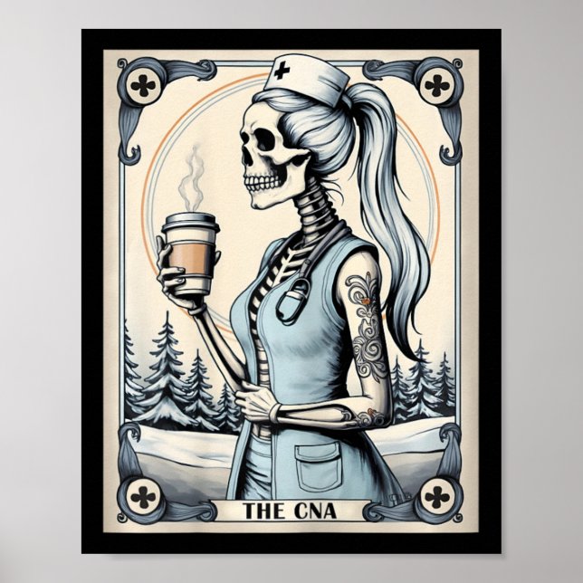 Poster Enfermeira certificada Istant Tarot Card Skeleton  (Frente)