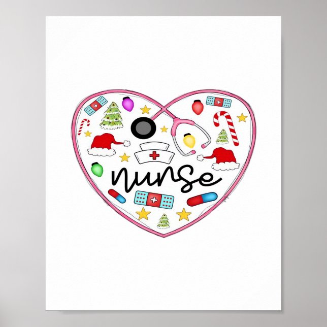 Poster Enfermeira Coração, Camisa-T Superdimensionada do  (Frente)