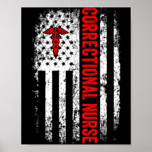 Poster enfermeira da bandeira americana enfermeira correc