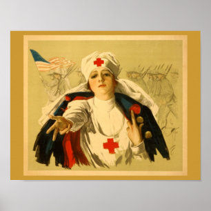Póster Enfermeira da cruz vermelha do vintage
