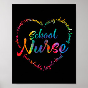 Poster Enfermeira da Escola Tie Dye Enfermeira Cardíaca E