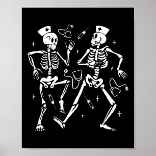 Poster Enfermeira dançando esqueleto Halloween Skeleton