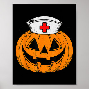 Poster Enfermeira de abóbora engraçada Y Halloween Costum