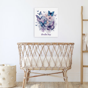 Poster Enfermeira de Borboletas de Aquarela Púrpura Perso