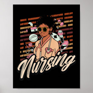 Poster Enfermeira de História Negra Enfermando Aluna Afro