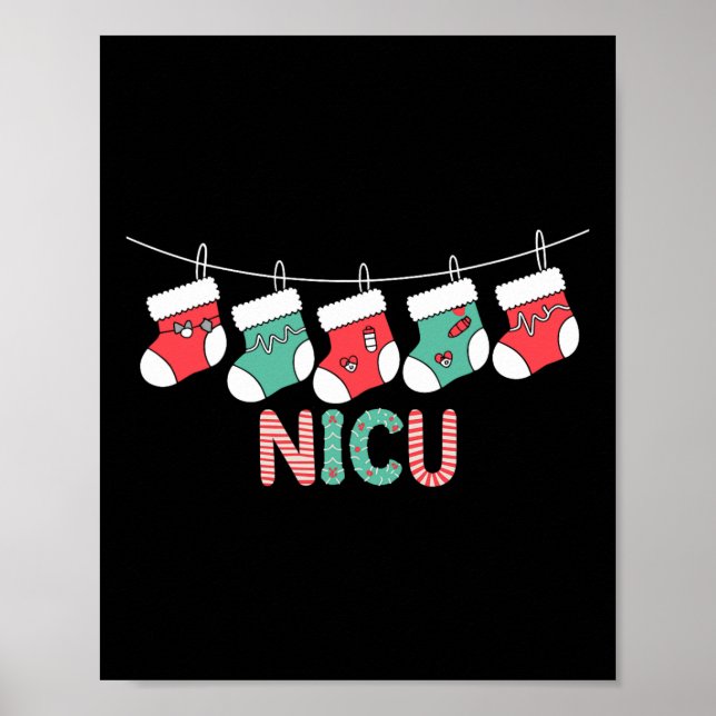 Poster Enfermeira de Natal Engraçada Neonatal Intensiva (Frente)