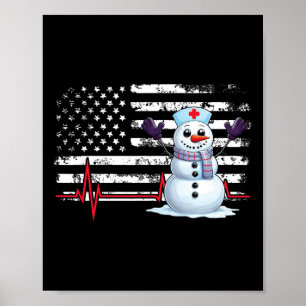 Poster Enfermeira de Pulso de Natal Snowman - Bandeira Am