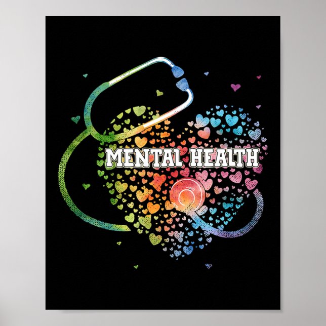 Poster Enfermeira de Saúde Mental Watercol Love Hearb Ste (Frente)