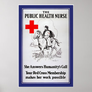 Poster Enfermeira de Saúde Pública de 1917 - Cruz Vermelh