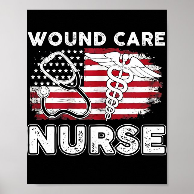 Poster Enfermeira de Wound RN Enfermando Bandeira America (Frente)