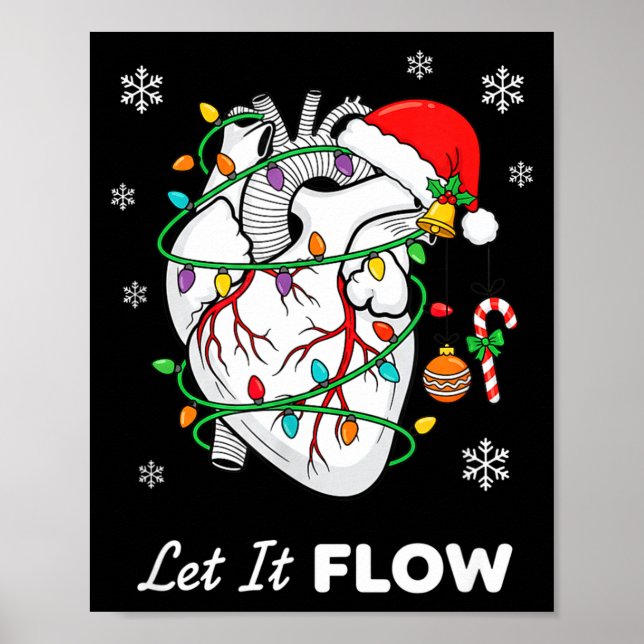 Poster Enfermeira Deixe Fluir Anatomia Coração Natal Card (Frente)