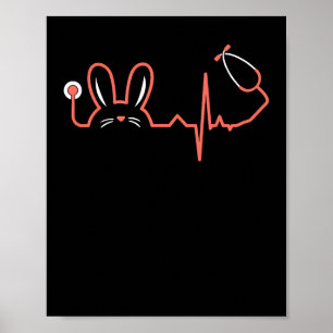 Poster Enfermeira do Stethoscope da Páscoa Dr Rabbit Scru