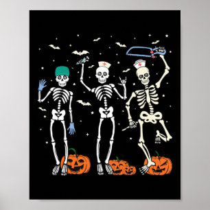 Poster Enfermeira Esqueleto Halloween Saúde 1