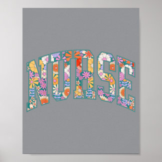 Poster Enfermeira Estetoscópio Floral Rn Lpn Np Cna Enfer