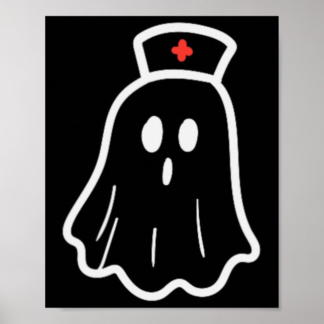 Poster Enfermeira Fantasma de Halloween Retro Queda Topo (Frente)