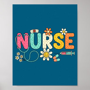 Poster Enfermeira Fofa Daisy Pop Floral Enfermeira