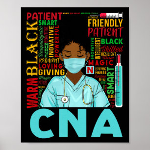 Poster Enfermeira Forte Preta Cna Afro Melanina Americana