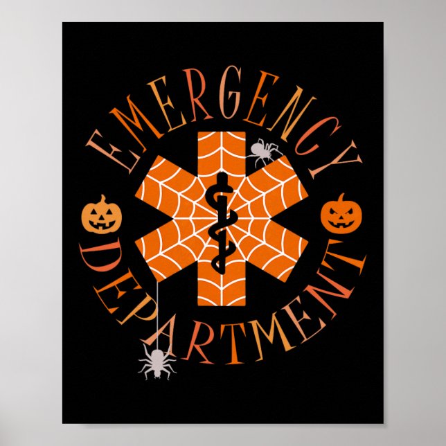 Poster Enfermeira Funny Ghost Halloween Departamento de E (Frente)