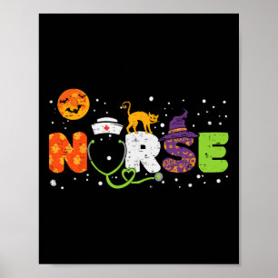 Poster Enfermeira Halloween Costume Stethoscope Pulsação