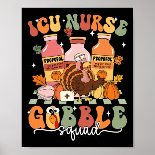 Poster Enfermeira Icu de Ação de Graças Gobble Scrub Top