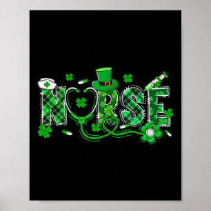 Poster Enfermeira Irlandesa Estetoscópio Limpo Dia de São