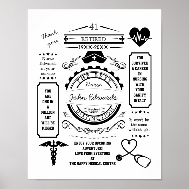 Poster enfermeira longa serviço aposentadoria médica refo (Frente)