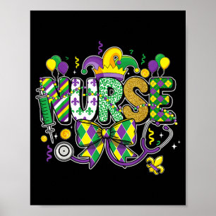 Poster Enfermeira mardi gras estetoscópio nova orleans En