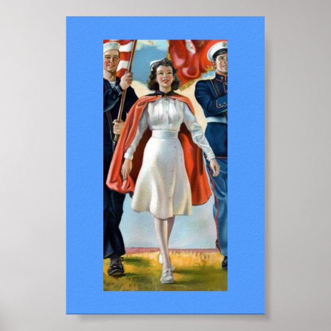 Poster Enfermeira Militar Vintage, (Frente)