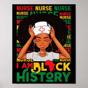 Poster Enfermeira Mulher Negra Afro Retro Mês da História