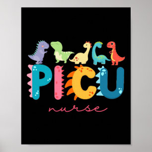 Poster Enfermeira Pediátrica Picu Dinossauros Equipe Picu