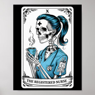 Poster Enfermeira Registrada Tarot Card Skeleton Enfermei