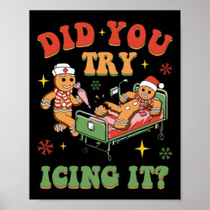 Poster Enfermeira Retro Uti De Natal Gingerbread Você Exp
