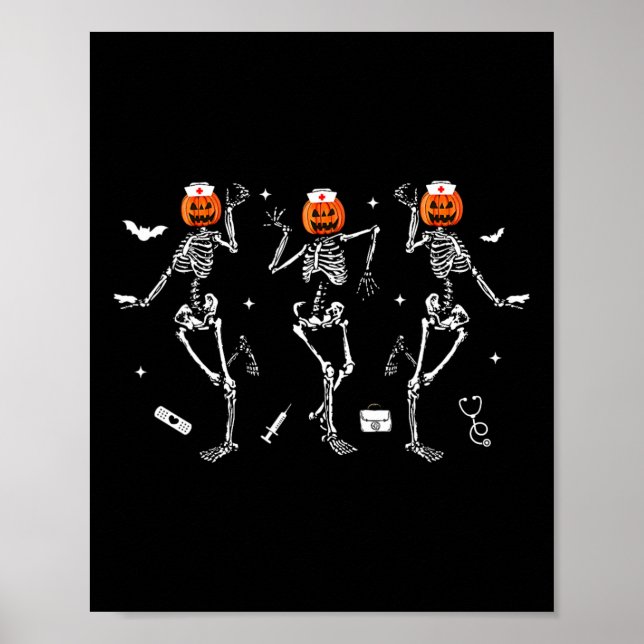 Poster Enfermeira Skeleton Dançando Halloween Pessoal de  (Frente)