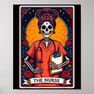 Poster Enfermeira Skeleton Tarot Card Enfermeira Enfermei