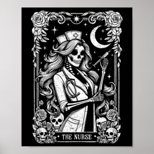 Poster Enfermeira Skeleton Tarot Card Enfermeira Enfermei