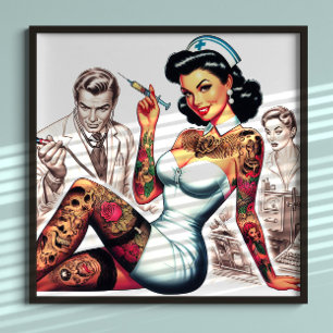 Poster Enfermeira Tatuada Pin-up
